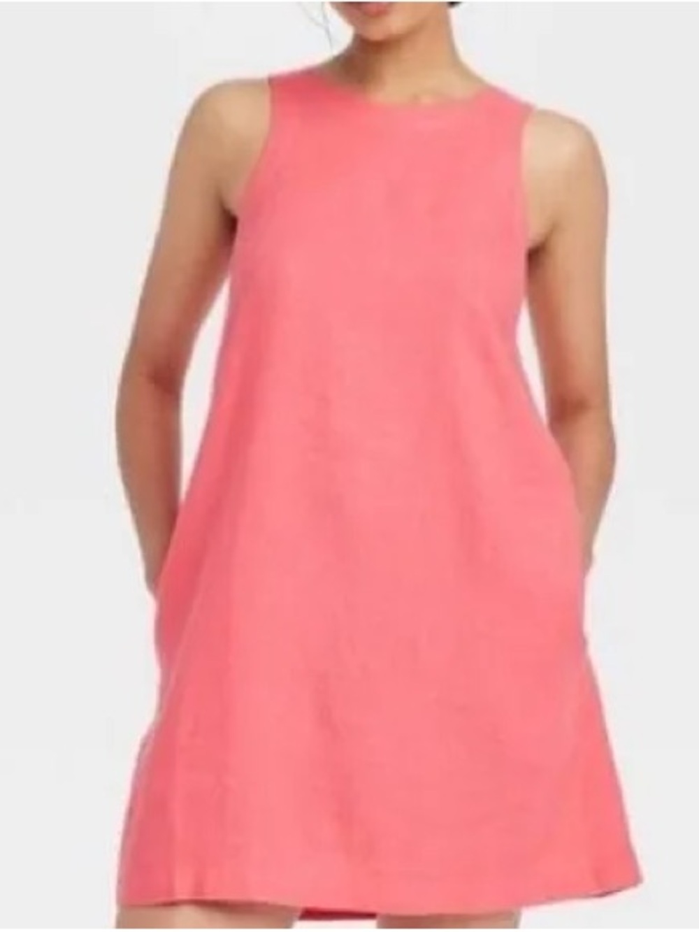 A New Day Women’s Linen Blend Coral Pink Sleeveless A-Line Dress Size S